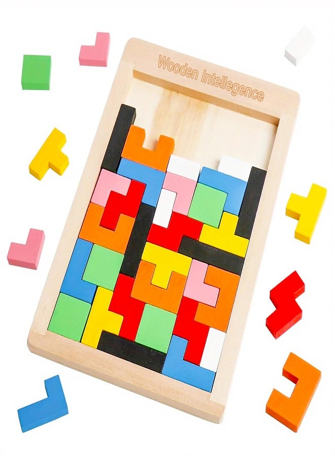 في جراسب لعبة أحجية مكعبات خشبية روسية تعليمية من VGRASSP، 40 قطعة، للأطفال - هدية تعليمية ملونة في مجالات العلوم والتكنولوجيا والهندسة والرياضيات للأولاد والبنات - أحجية لتنمية الذكاء - اللون حسب المتوفر - Image 1